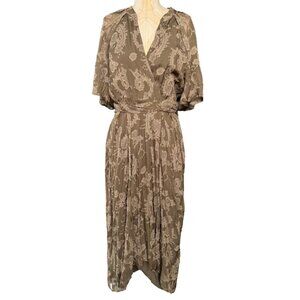 IRO Kallie Asymmetric Surplice Midi Dress Womens Size 38 US 6